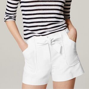 Old Money New LOFT White High Waist Women Wrap Tie Summer Shorts